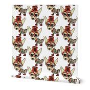 #SFDesignADay Steampunk Chihuahua, large scale, white beige tan red