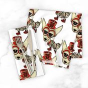 #SFDesignADay Steampunk Chihuahua, large scale, white beige tan red