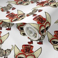 Steampunk Chihuahua, small scale, white beige tan red