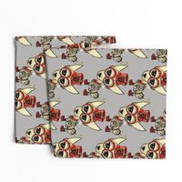 #SFDesignADay Steampunk Chihuahua grey, large scale, gray beige tan red