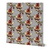 #SFDesignADay Steampunk Chihuahua grey, large scale, gray beige tan red