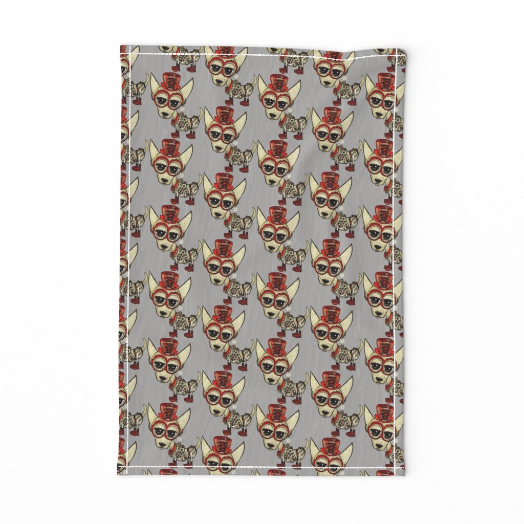 Steampunk Chihuahua gray, small scale, grey beige tan red