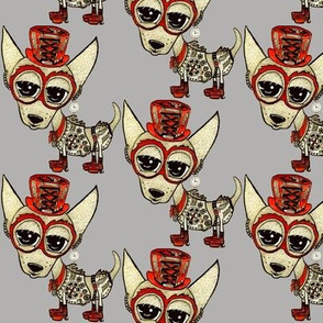 Steampunk Chihuahua gray, small scale, grey beige tan red