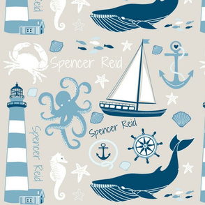Custom Nautical Name Fabric "Spencer Reid"