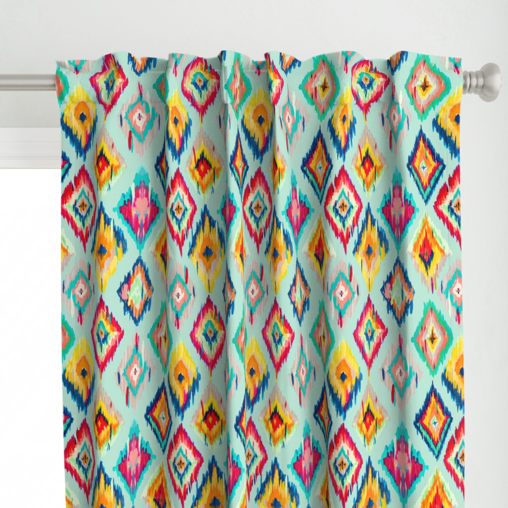 Hand Painted IKAT - aqua