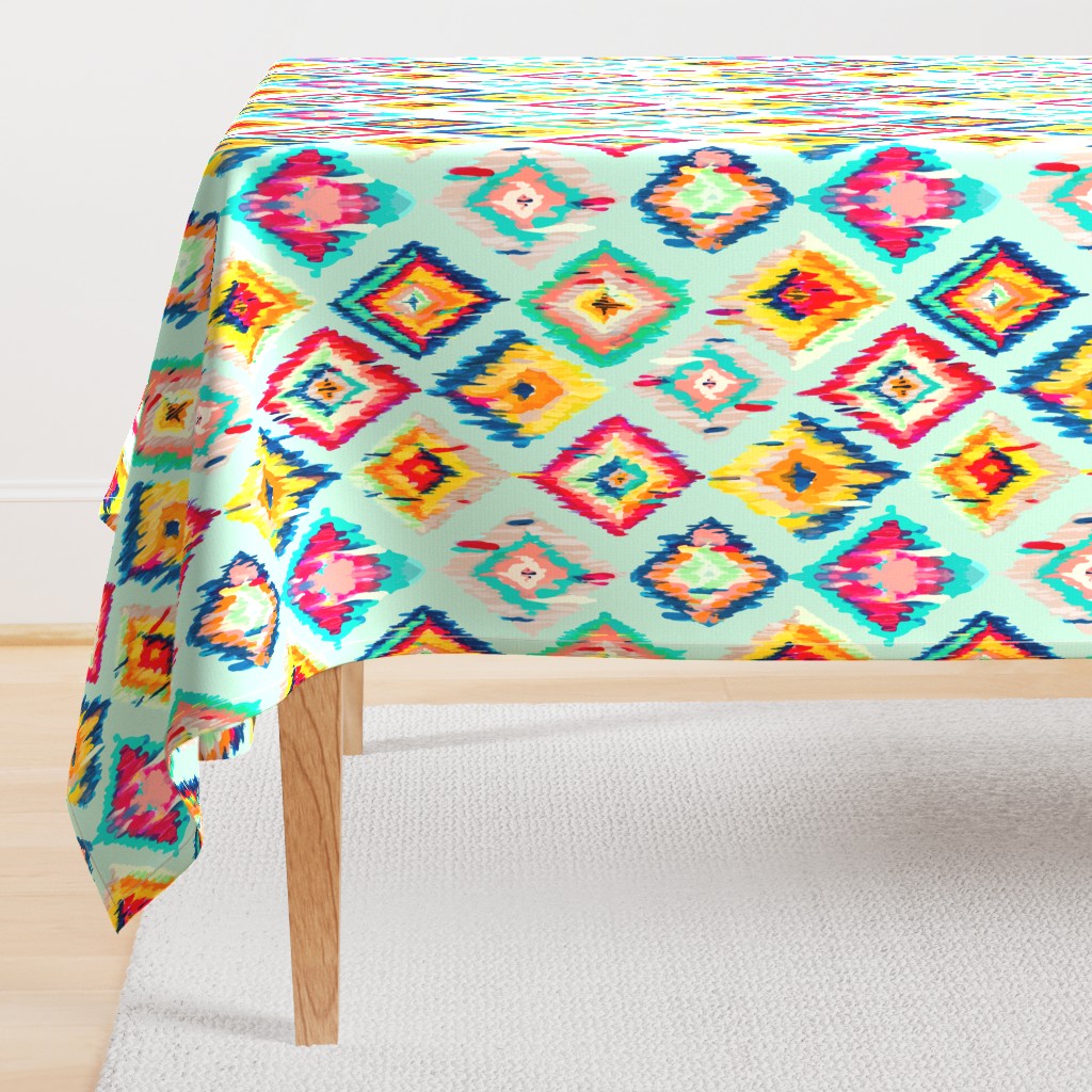 Hand Painted IKAT - aqua