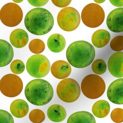 Bubbles in green and brown