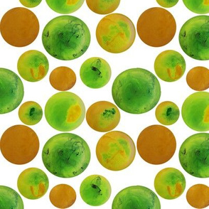 Bubbles in green and brown