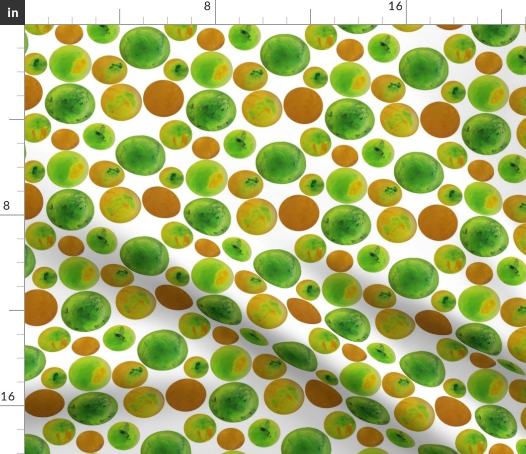 Bubbles in green and brown