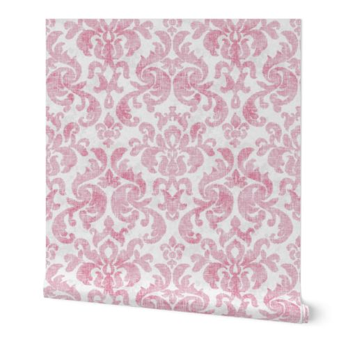 Vintage Inspired Cloth Placemats by Spoonflower Set of 4 Damask Placemats - Damask Worn Raspberry by willowlanetextiles