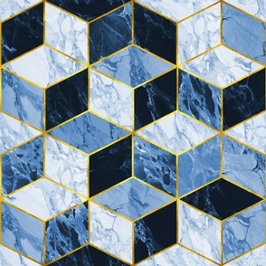 Gilded Marble Cubes / Azure