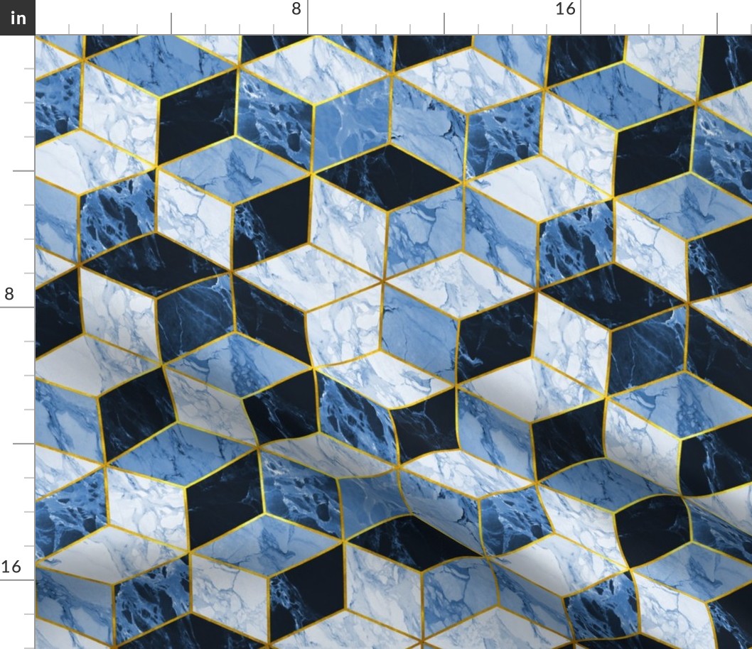 Gilded Marble Cubes / Azure