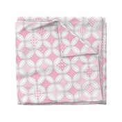 Cheater Quilt Cathedral Windows Lrg - White Light Pink