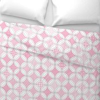 Cheater Quilt Cathedral Windows Lrg - White Light Pink
