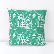 Handdrawn triangle in lawn and turquoise