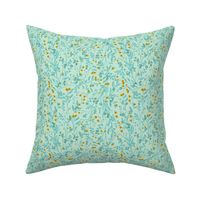 Tangled 001B Floral Vines in Robins Egg Blue & Yellow // standard