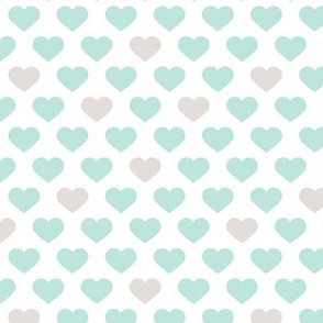 Abstract hearts sweet love valentine wedding theme in pastel mint gray white