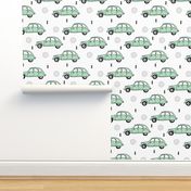 Cool vintage oldtimer cars paris collection geometric scandinavian illustration design for kids mint