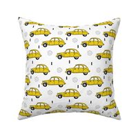 Cool vintage oldtimer cars paris collection geometric scandinavian illustration design for kids mustard yellow