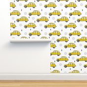 Cool vintage oldtimer cars paris collection geometric scandinavian illustration design for kids mustard yellow