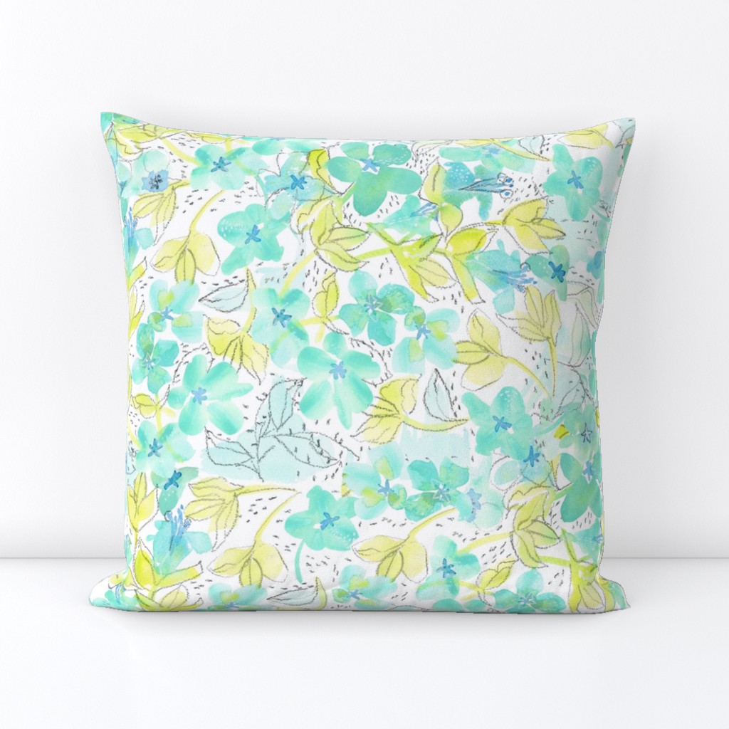 Watercolor Minty Lime Floral