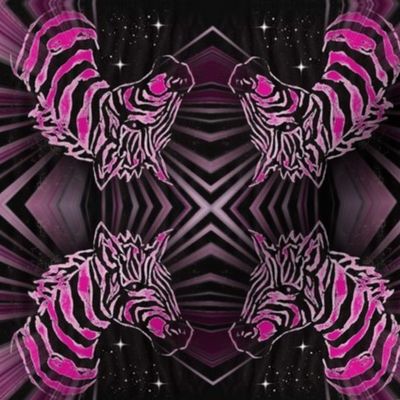 African Zebra Block print: hot pink/black Zebra on black