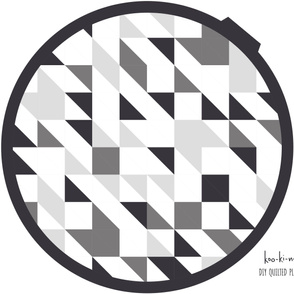 Gray & white monochrome geometric play mat roundie
