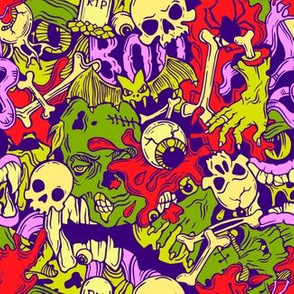 Seamless halloween pattern with horror elements______________________________