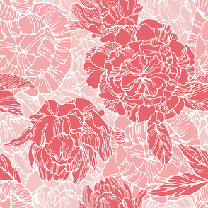 Red and pink peonies