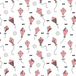 Trendy geometric kites scandinavian style kite illustration fabric for kids black and white pastel pink