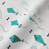 Trendy geometric kites scandinavian style kite illustration fabric for kids black and white pastel blue