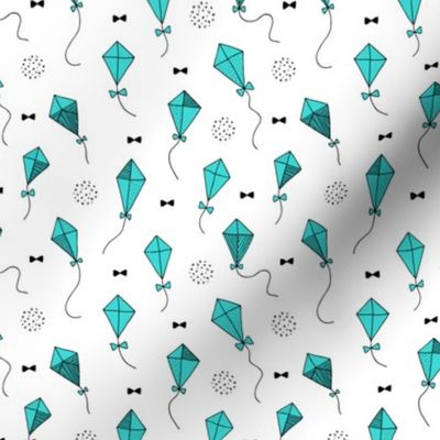 Trendy geometric kites scandinavian style kite illustration fabric for kids black and white pastel blue