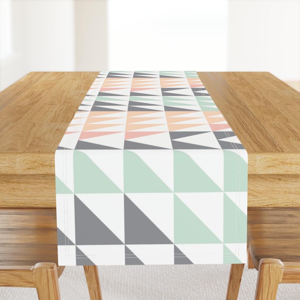 Triangle Quilt Top // peach/pink/mint/grey