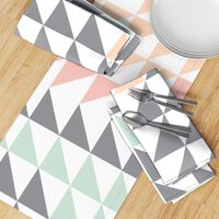 Triangle Quilt Top // peach/pink/mint/grey