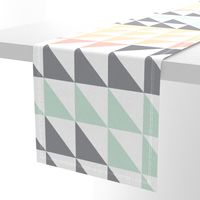 Triangle Quilt Top // peach/pink/mint/grey