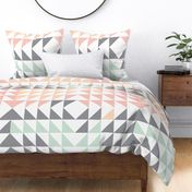 Triangle Quilt Top // peach/pink/mint/grey