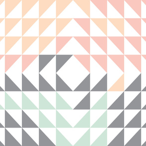 Triangle Quilt Top // peach/pink/mint/grey