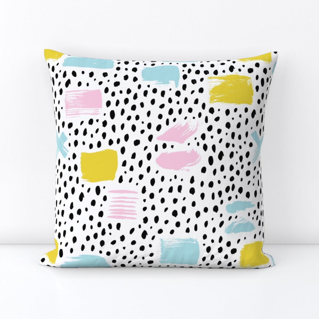 Strokes dots cross and spots raw abstract brush strokes memphis scandinavian style multi color