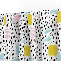 Strokes dots cross and spots raw abstract brush strokes memphis scandinavian style multi color