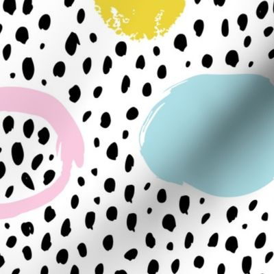 Circles dots and spots raw abstract brush strokes memphis scandinavian style multi color