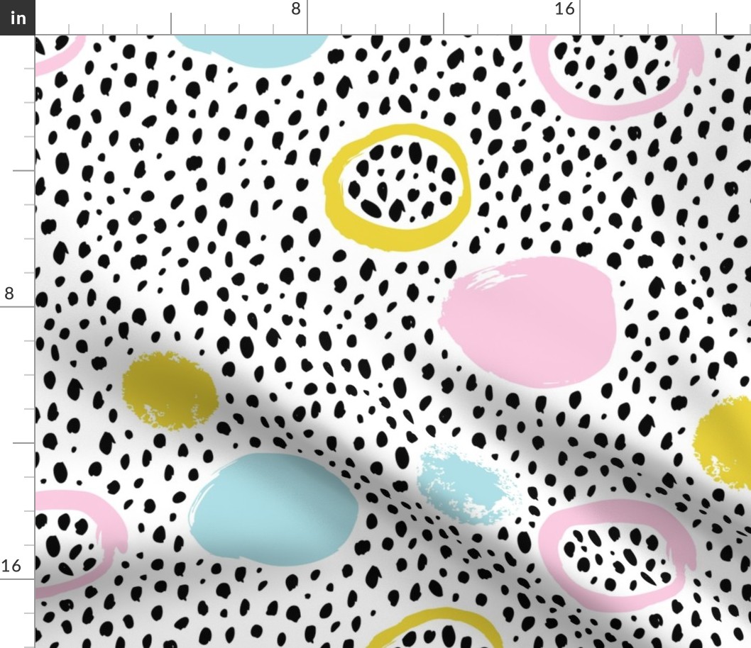 Circles dots and spots raw abstract brush strokes memphis scandinavian style multi color