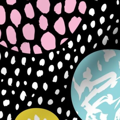 Circles dots and spots raw abstract brush strokes memphis scandinavian style multi color