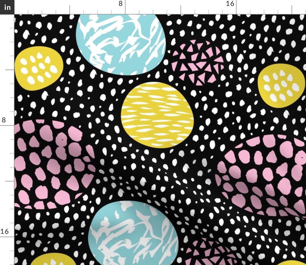 Circles dots and spots raw abstract brush strokes memphis scandinavian style multi color