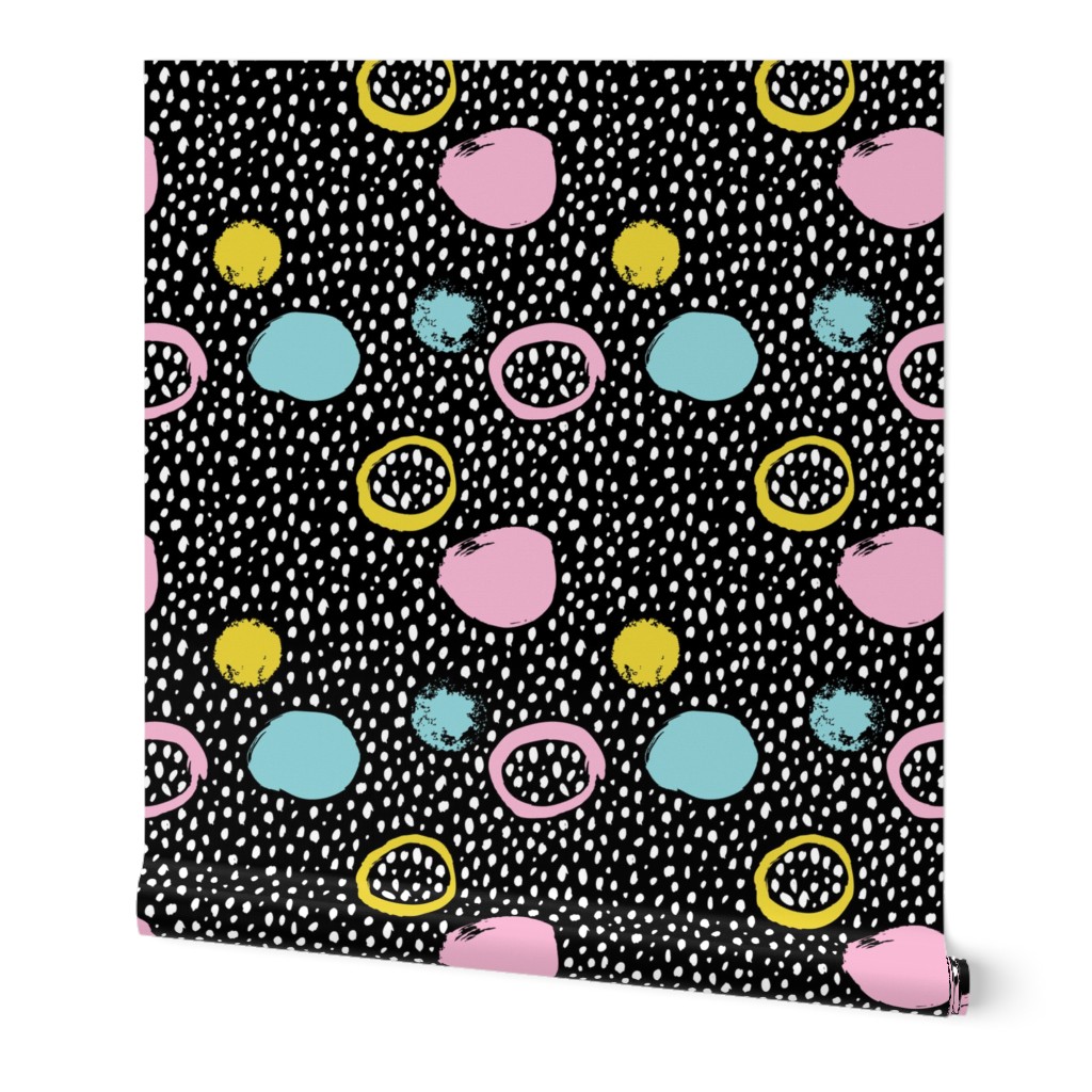 Circles dots and spots raw abstract brush strokes memphis scandinavian style multi color