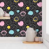 Circles dots and spots raw abstract brush strokes memphis scandinavian style multi color