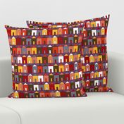 Beach Huts - Plum & Burgundy