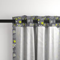 15-01F Scandinavian Daisy Flower || Floral Dark charcoal Gray grey Lime yellow green _Miss Chiff Designs