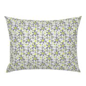 15-01B Graphic Scandinavian Daisy Flower || Floral Dark charcoal Gray grey Lime yellow green _Miss Chiff Designs