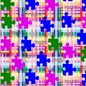 Autism Awareness Puzzle Plaid