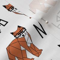 Nerd Fox >> Geometric Hipster Baby Kids Woodland Illustration Design >> White, Black, and Orange